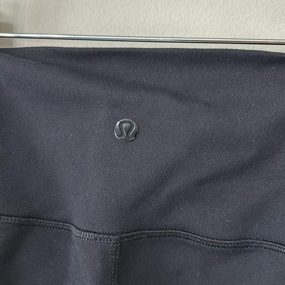 lululemon Align Super High Rise Pant Mesh Legs Black Stretch Back Black Logo - Picture 7 of 10